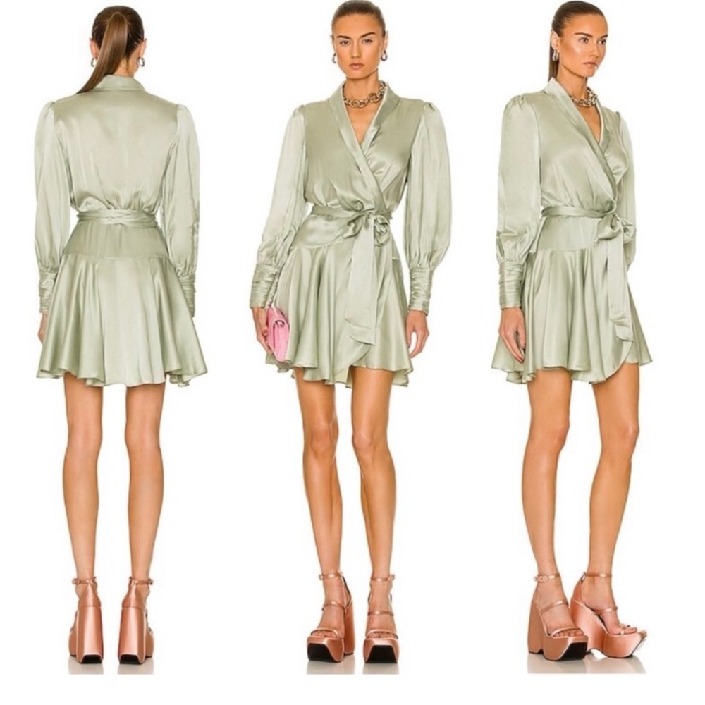 Zimmermann pale green wrap dress sz 1 perfect like new